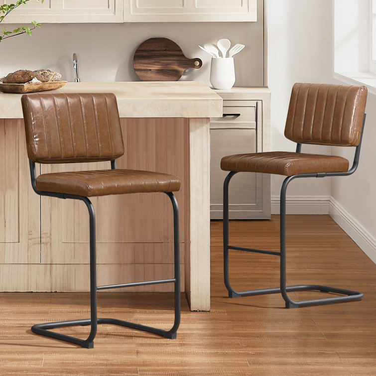 Oliver PU Facux Leather Upholstered Counter & Bar Stool With